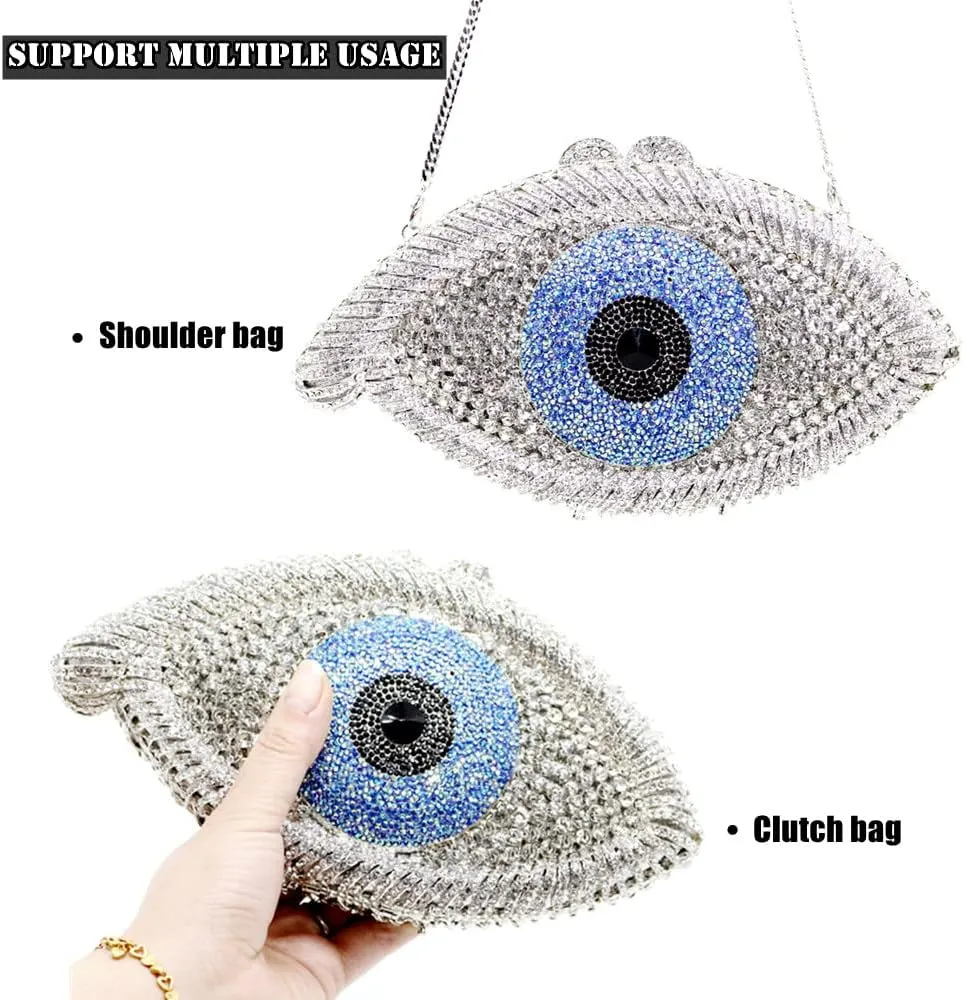 Diamond Purse Designer Evil Eye Bags Bridal Wedding Evening Bag For Women Black Rhinestone Prom Crystal Clutch