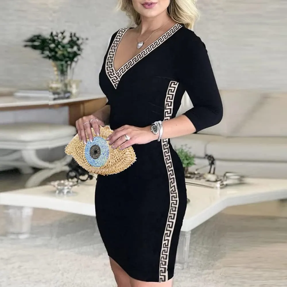 Diamond Purse Designer Evil Eye Bags Bridal Wedding Evening Bag For Women Black Rhinestone Prom Crystal Clutch