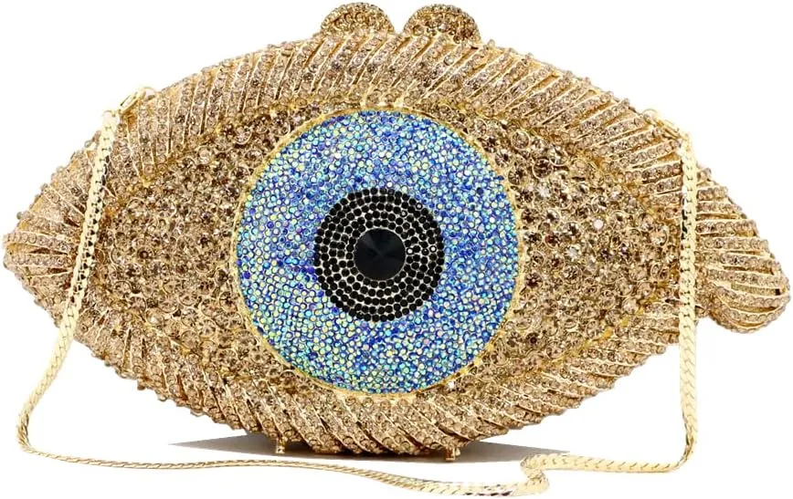 Diamond Purse Designer Evil Eye Bags Bridal Wedding Evening Bag For Women Black Rhinestone Prom Crystal Clutch