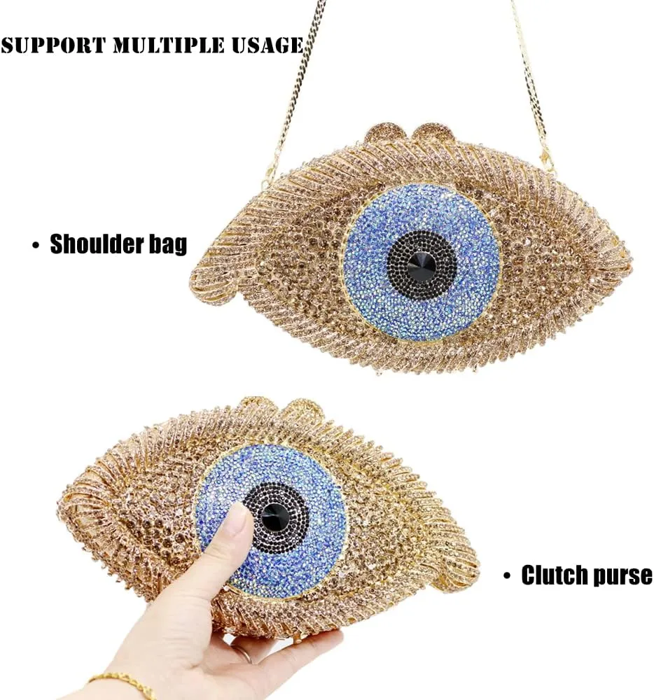Diamond Purse Designer Evil Eye Bags Bridal Wedding Evening Bag For Women Black Rhinestone Prom Crystal Clutch