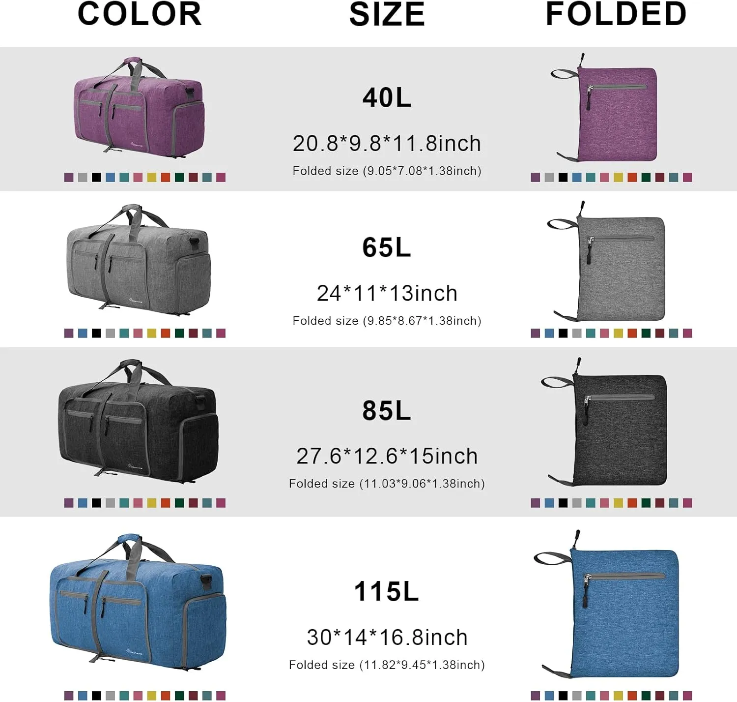 Dimayar 40L Travel Duffle Bag for Men Women - Foldable Duffel Bag with Shoes Compartment - Overnight Bags Waterproof & Tear Resistant(Blue)