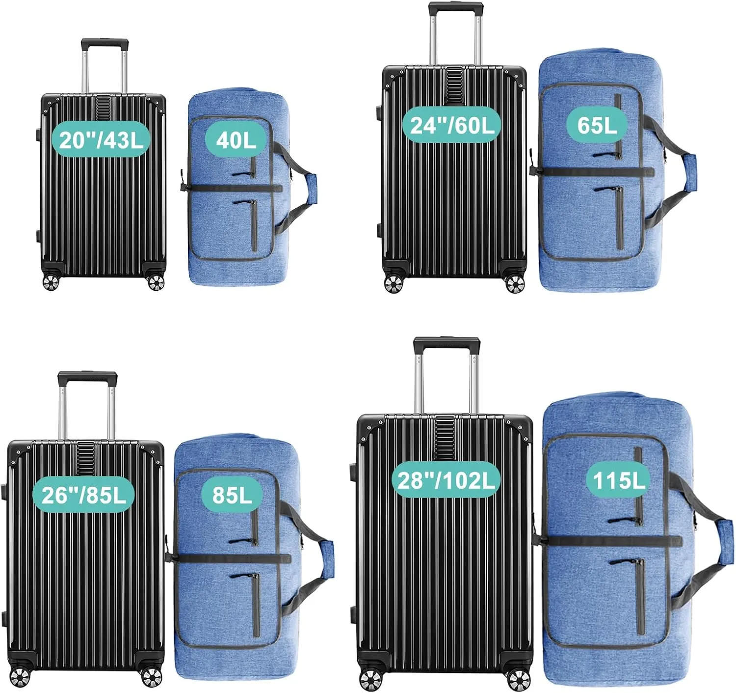 Dimayar 40L Travel Duffle Bag for Men Women - Foldable Duffel Bag with Shoes Compartment - Overnight Bags Waterproof & Tear Resistant(Blue)
