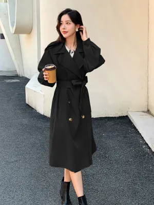 Double Breasted Raglan Sleeve Belted Trench Coat (CLEARACNE SALE