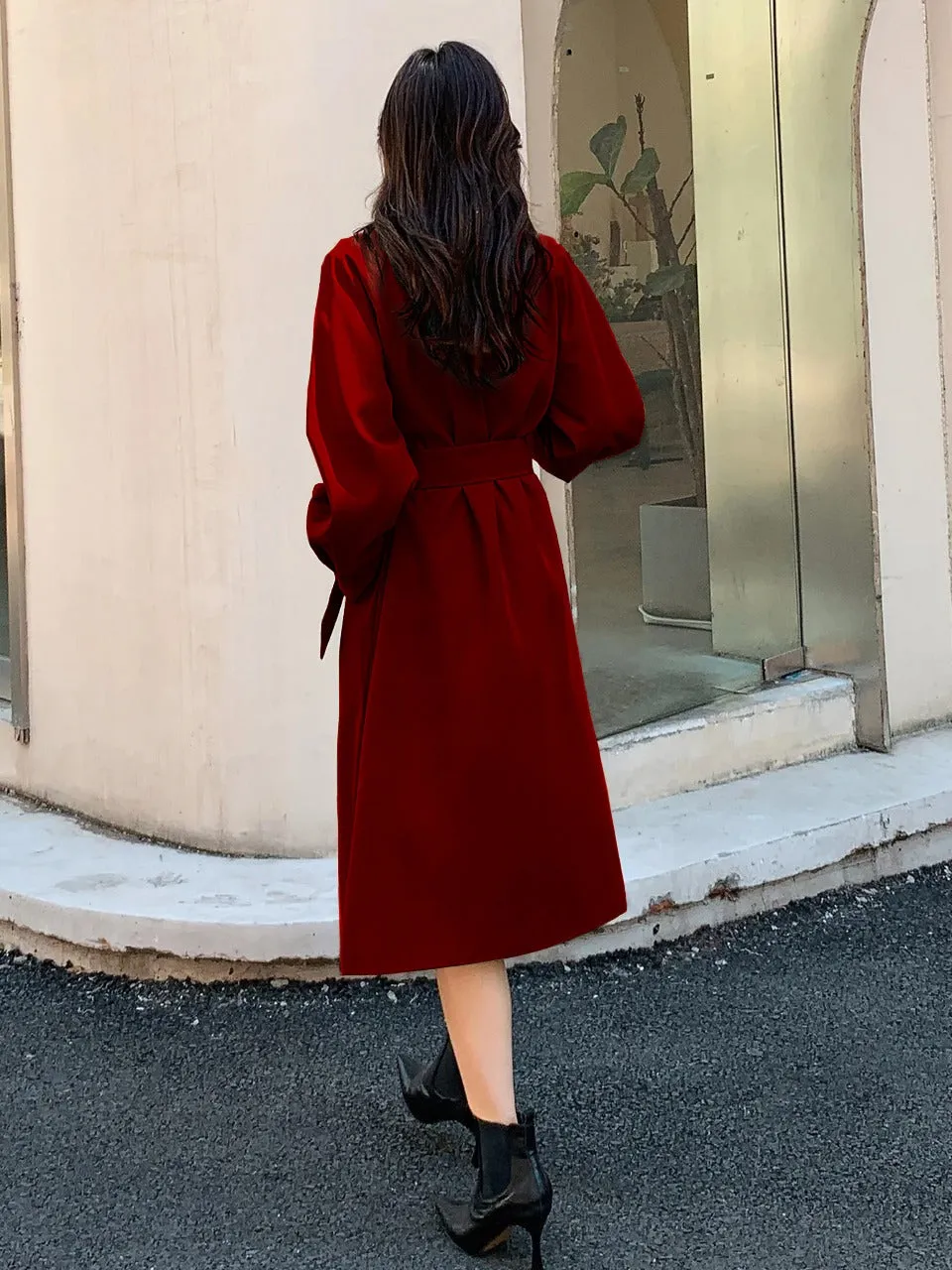 Double Breasted Raglan Sleeve Belted Trench Coat (CLEARACNE SALE