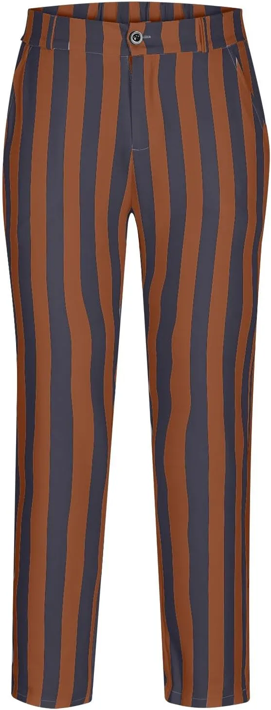 Dress Pants for Mens Stylish Stretch Dress Pants Slim Fit Striped Color Block Pants Casual Business Golf Pants