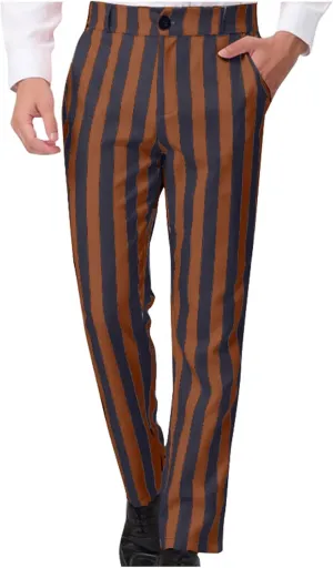 Dress Pants for Mens Stylish Stretch Dress Pants Slim Fit Striped Color Block Pants Casual Business Golf Pants