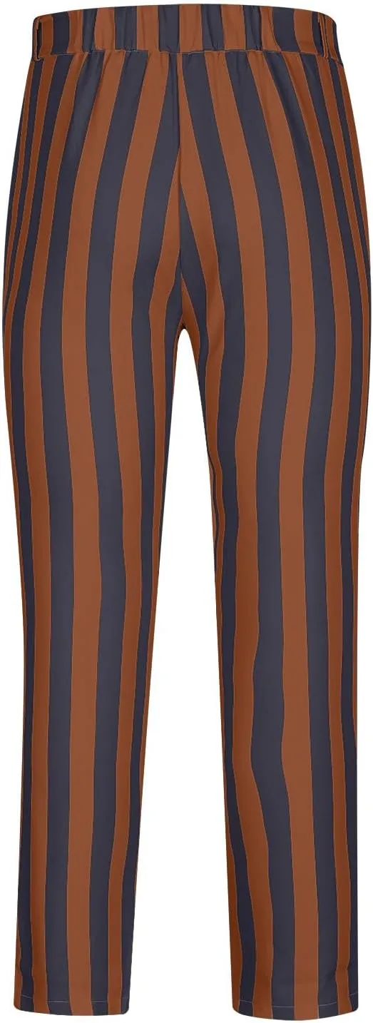 Dress Pants for Mens Stylish Stretch Dress Pants Slim Fit Striped Color Block Pants Casual Business Golf Pants
