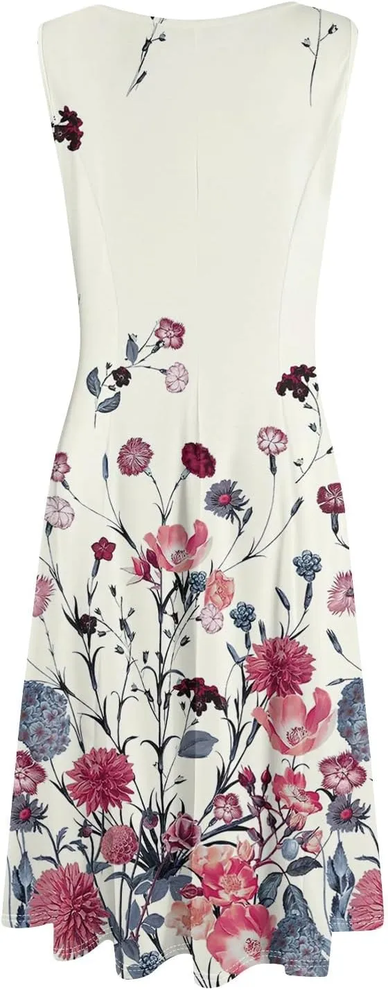 Dresses for Women 2025 Formal Floral Midi Vacation Sundresses Casual Soft Fabric Dress Cocktail Dresses