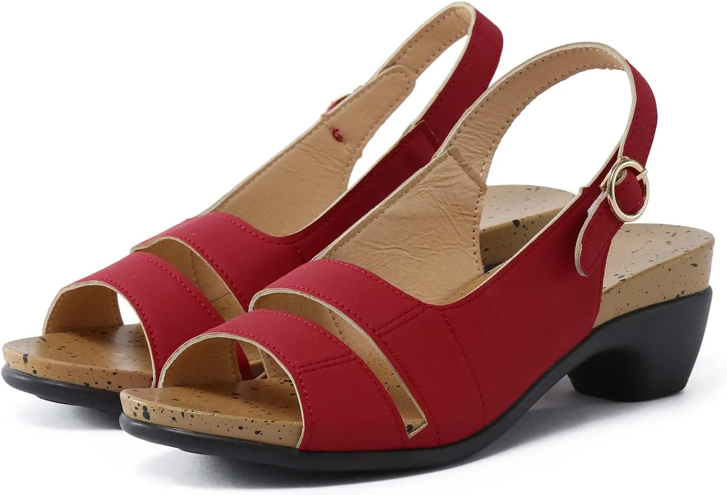Eduavar Dressy Sandals Women, Sandals Women Orthopedic Sandals Dressy Open Toe Low Heel Sandals with Ankle Strap