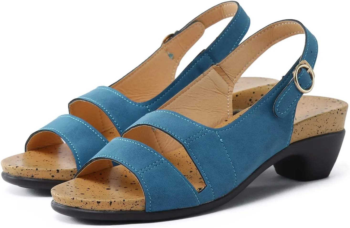Eduavar Dressy Sandals Women, Sandals Women Orthopedic Sandals Dressy Open Toe Low Heel Sandals with Ankle Strap