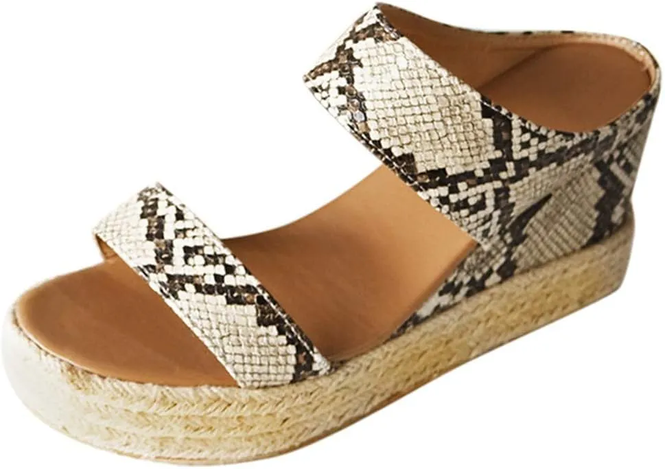 Eduavar Orthopedic Sandals for Women, Sandals Women Comfortable Espadrille Platform Wedge Sandals Summer Slip On Sandals