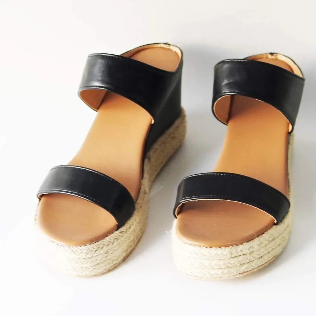 Eduavar Orthopedic Sandals for Women, Sandals Women Comfortable Espadrille Platform Wedge Sandals Summer Slip On Sandals