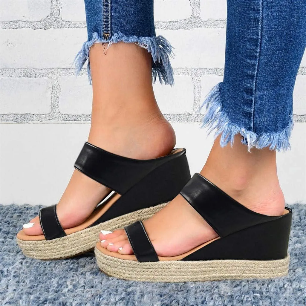 Eduavar Orthopedic Sandals for Women, Sandals Women Comfortable Espadrille Platform Wedge Sandals Summer Slip On Sandals