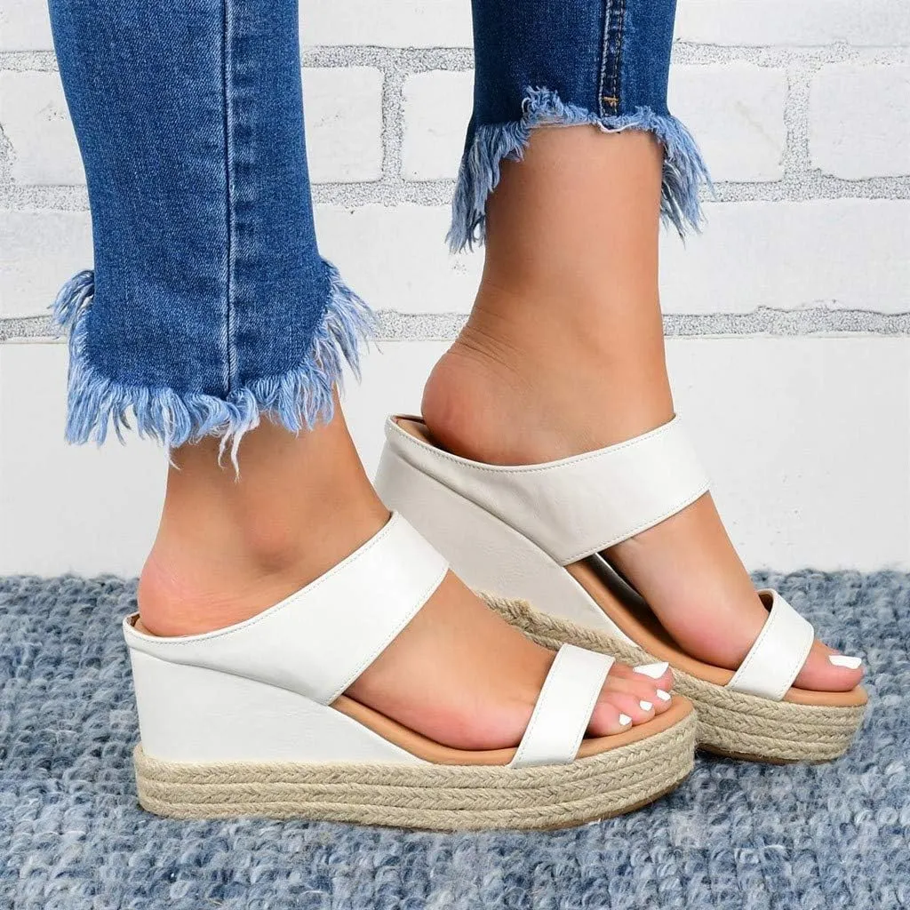 Eduavar Orthopedic Sandals for Women, Sandals Women Comfortable Espadrille Platform Wedge Sandals Summer Slip On Sandals