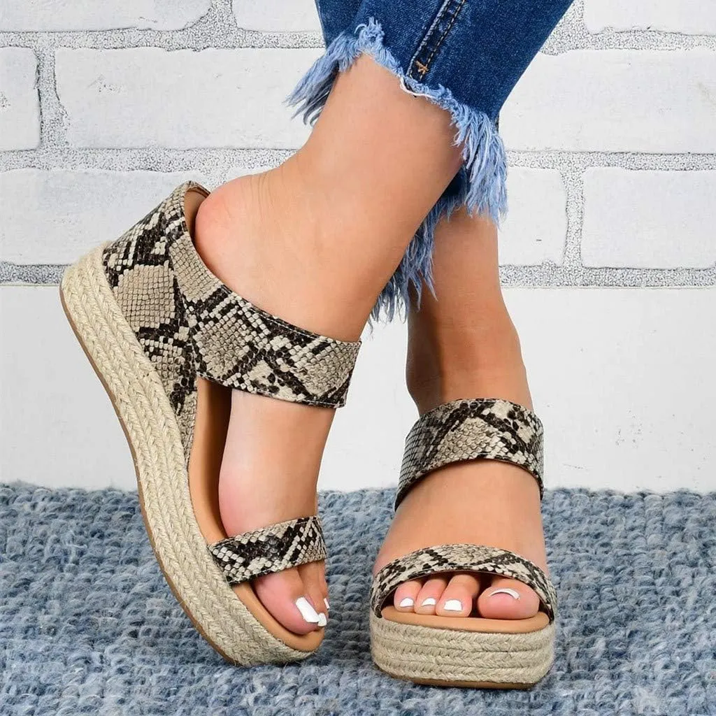 Eduavar Orthopedic Sandals for Women, Sandals Women Comfortable Espadrille Platform Wedge Sandals Summer Slip On Sandals