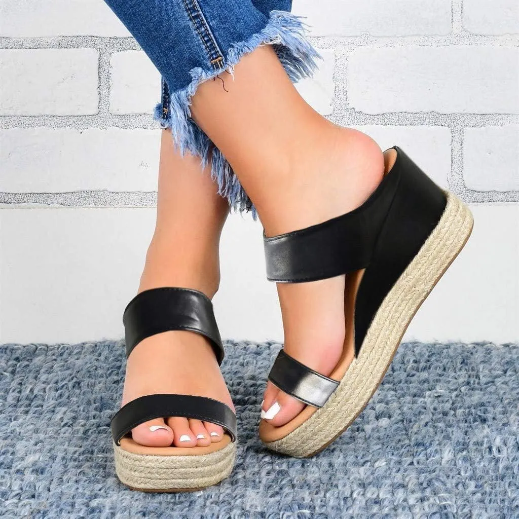 Eduavar Orthopedic Sandals for Women, Sandals Women Comfortable Espadrille Platform Wedge Sandals Summer Slip On Sandals