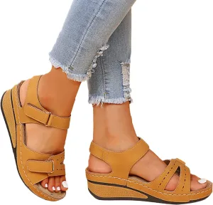 Eduavar Orthopedic Sandals for Women, Womens Sandals Dressy Platform Wedge Sandals Open Toe Sandals with Ankle Strap