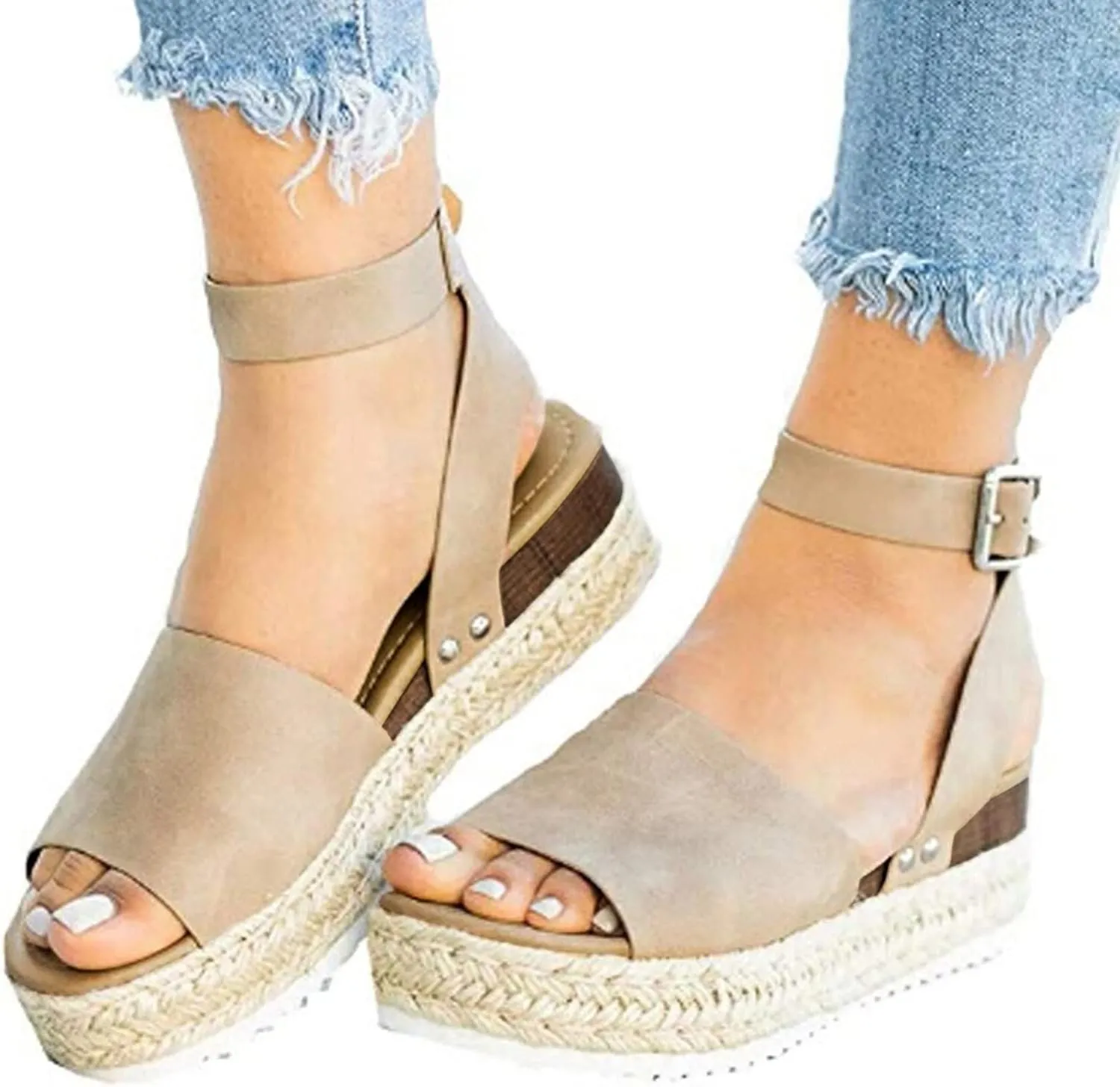 Eduavar Platform Sandals Women Dressy, Espadrille Sandals for Women Dressy Summer Platform Sandals Comfy Summer Beach Sandals