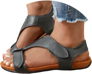 Eduavar Sandals for Women 2025 Arch Support Comfortable Walking Open Toe Flat Casual Summer T-Strap Dessy Sandals Shoes