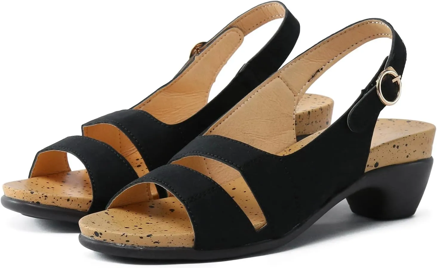 Eduavar Sandals Women, Sandals Women Orthopedic Sandals Dressy Open Toe Low Heel Sandals with Ankle Strap