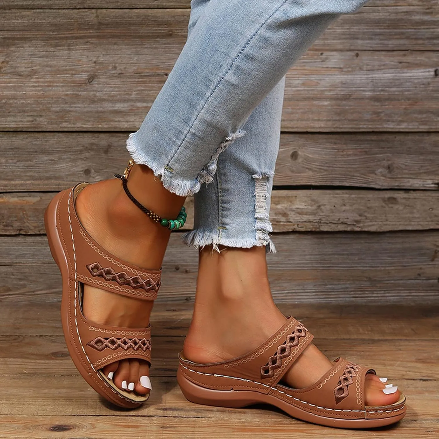 Eduavar Womens Sandals Dressy, Sandals Women Comfortable Sandals Slippers Open Toe Wedge Sandals with Arch Support
