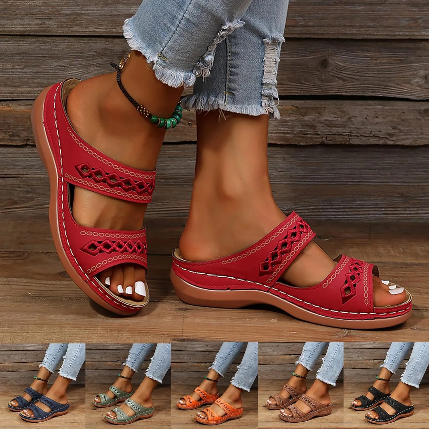Eduavar Womens Sandals Dressy, Sandals Women Comfortable Sandals Slippers Open Toe Wedge Sandals with Arch Support