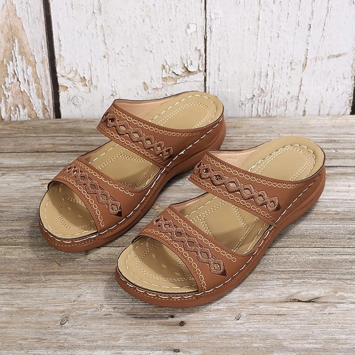 Eduavar Womens Sandals Dressy, Sandals Women Comfortable Sandals Slippers Open Toe Wedge Sandals with Arch Support