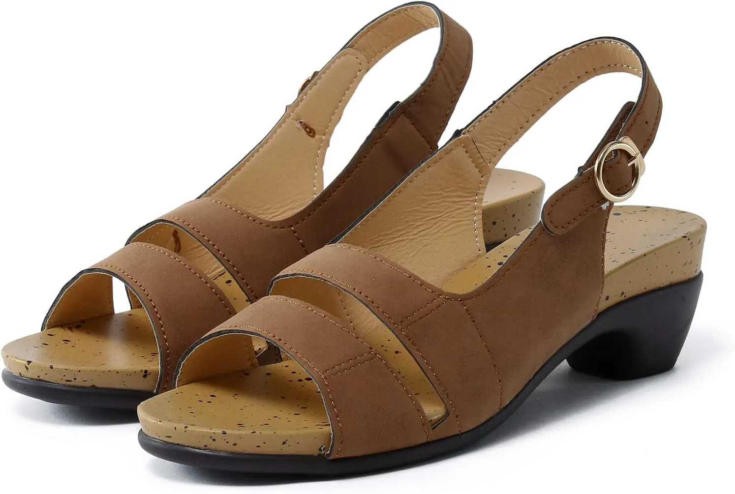 Eduavar Womens Wedge Sandals, Orthopedic Sandals for Women Open Toe Sandals Casual Heel Sandals with Ankle Strap