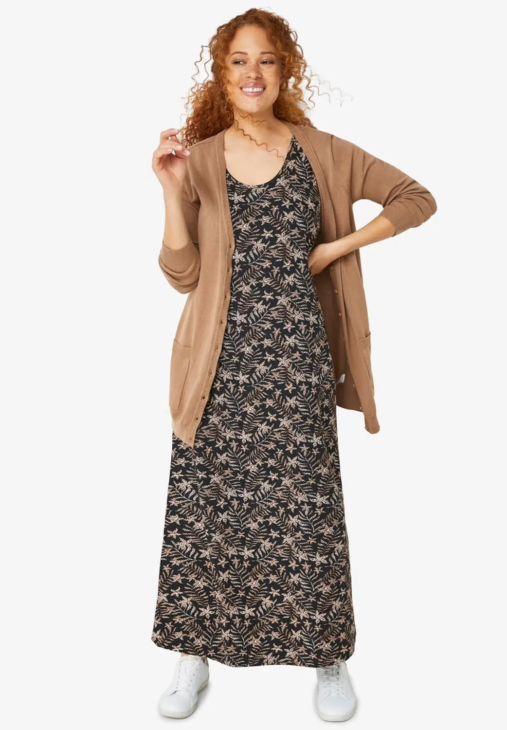 ellos Women's Plus Size Sleeveless Knit Maxi Dress