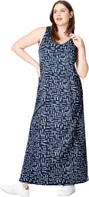 ellos Women's Plus Size Sleeveless Knit Maxi Dress