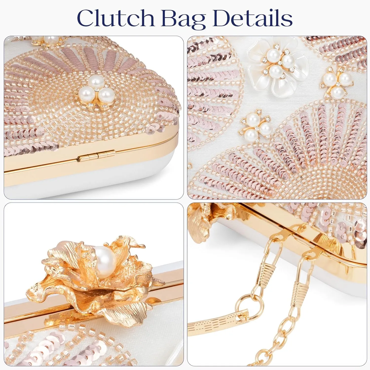 Evening Bag Clutch Purses for Women Beaded Sequin Peacock Party Handbag Wedding Purse