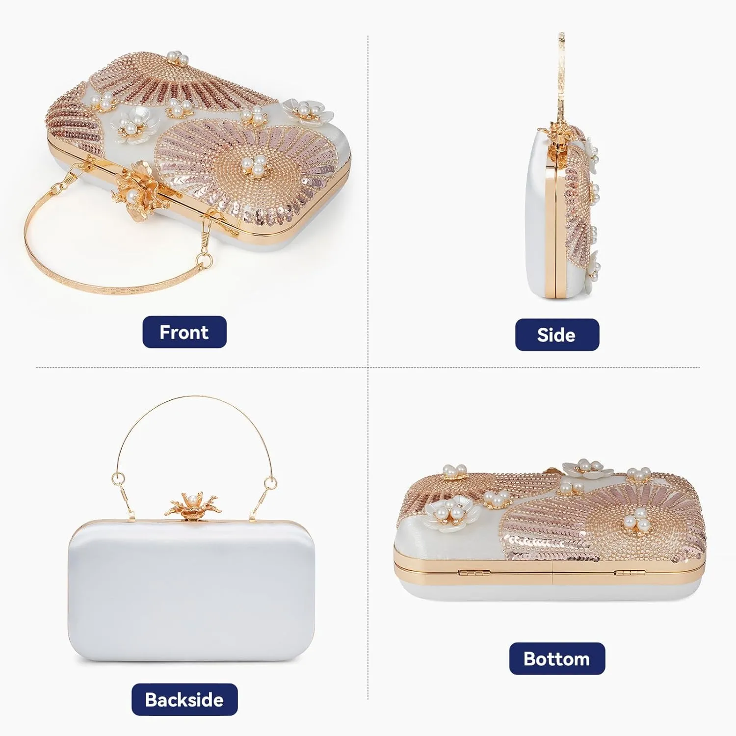 Evening Bag Clutch Purses for Women Beaded Sequin Peacock Party Handbag Wedding Purse