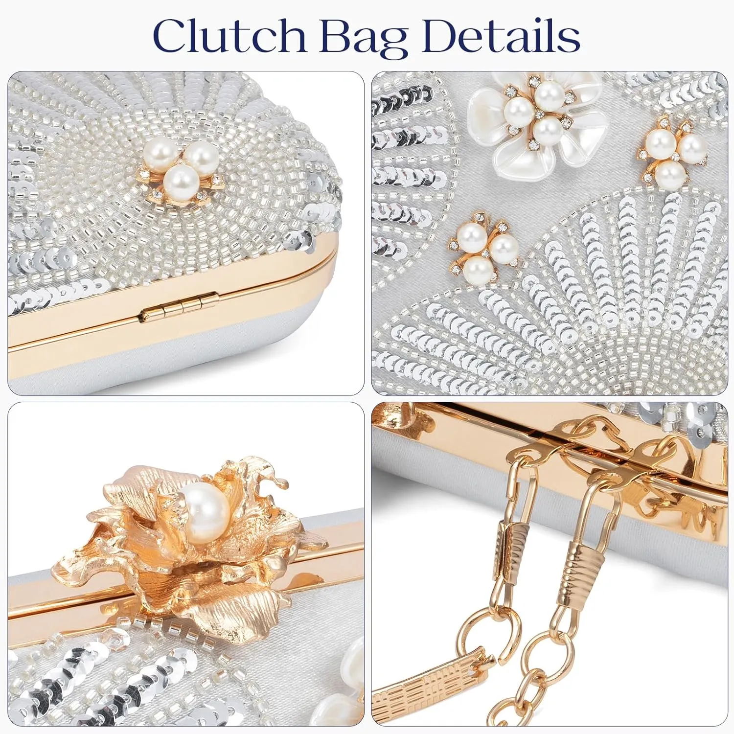 Evening Bag Clutch Purses for Women Beaded Sequin Peacock Party Handbag Wedding Purse