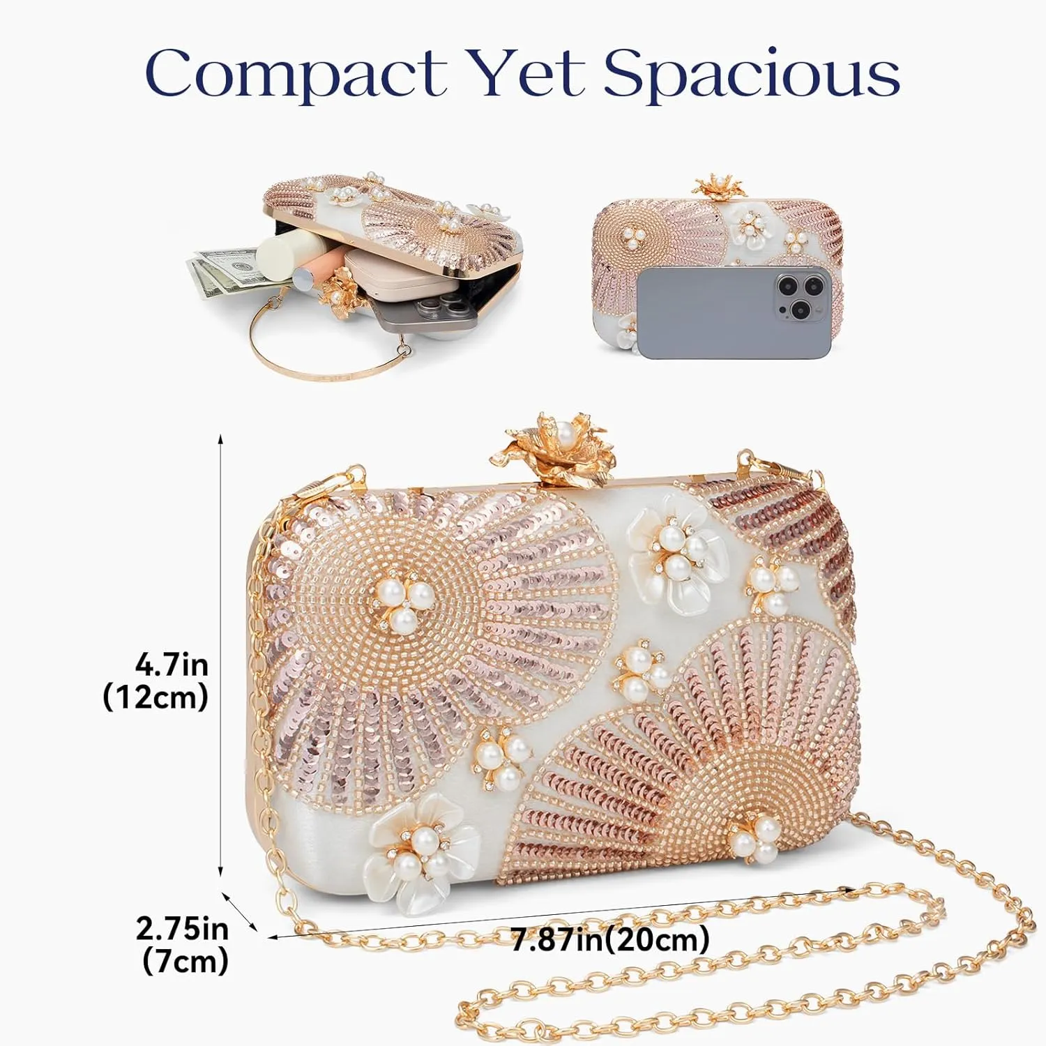 Evening Bag Clutch Purses for Women Beaded Sequin Peacock Party Handbag Wedding Purse