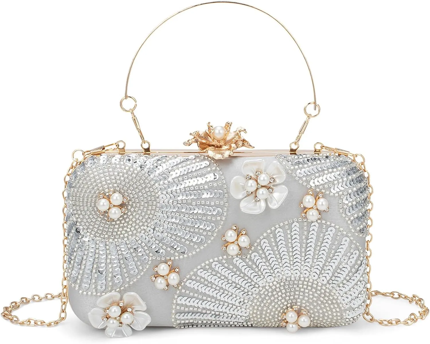 Evening Bag Clutch Purses for Women Beaded Sequin Peacock Party Handbag Wedding Purse