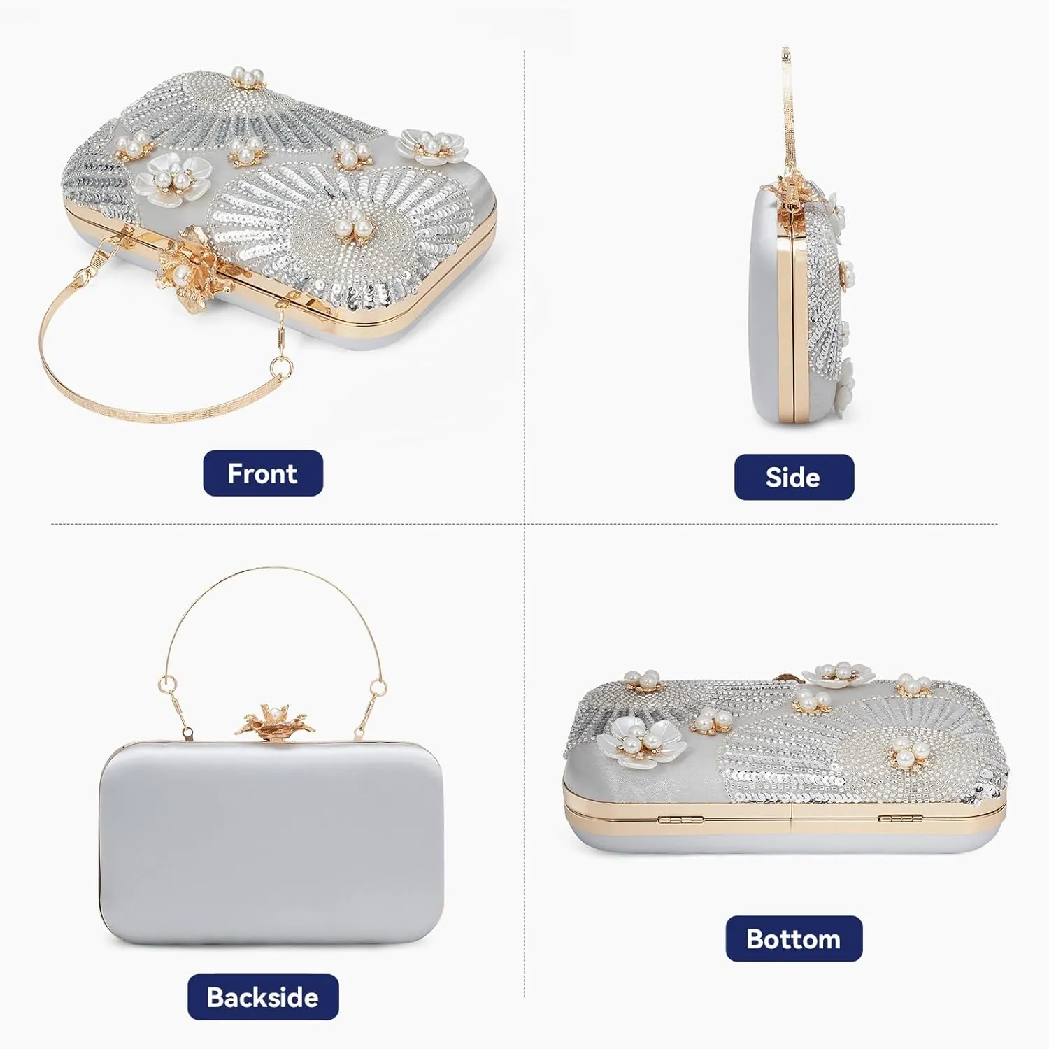 Evening Bag Clutch Purses for Women Beaded Sequin Peacock Party Handbag Wedding Purse