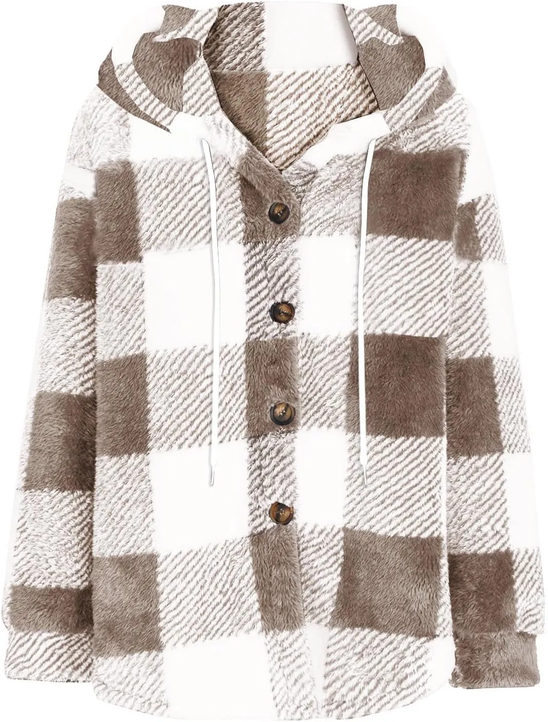 Fall Jackets for Women 2024 Plaid Shirts Casual Hoodie Jackets Long Sleeve Button Down Loose Fit Warm Winter Coats