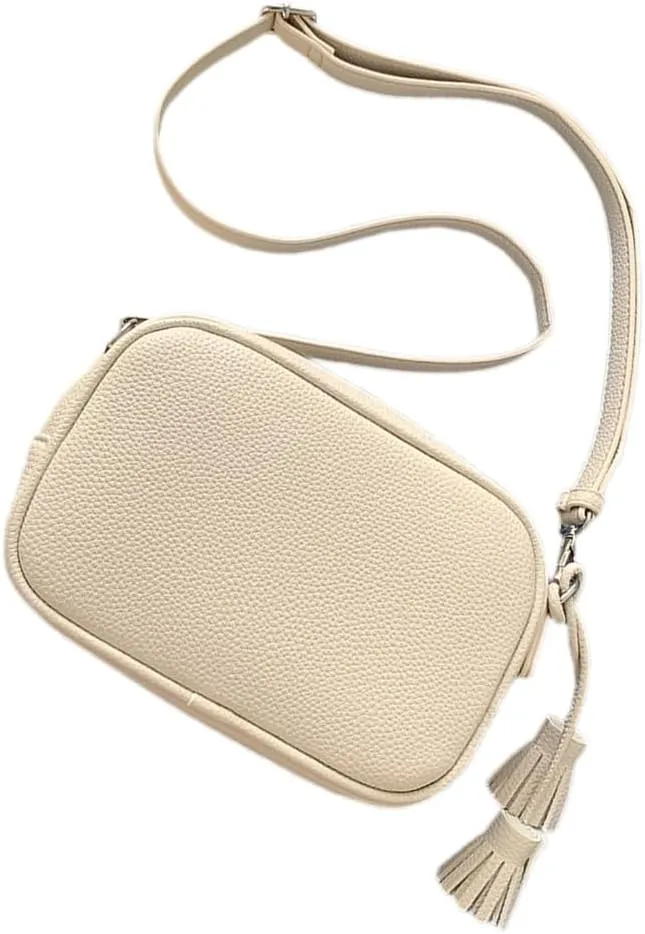 Fashionable Tassels Details Square Crossbody Bag PU Leather Shoulder Bags Satchel Handbag Elegant Women's Accessory