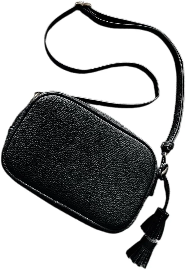 Fashionable Tassels Details Square Crossbody Bag PU Leather Shoulder Bags Satchel Handbag Elegant Women's Accessory