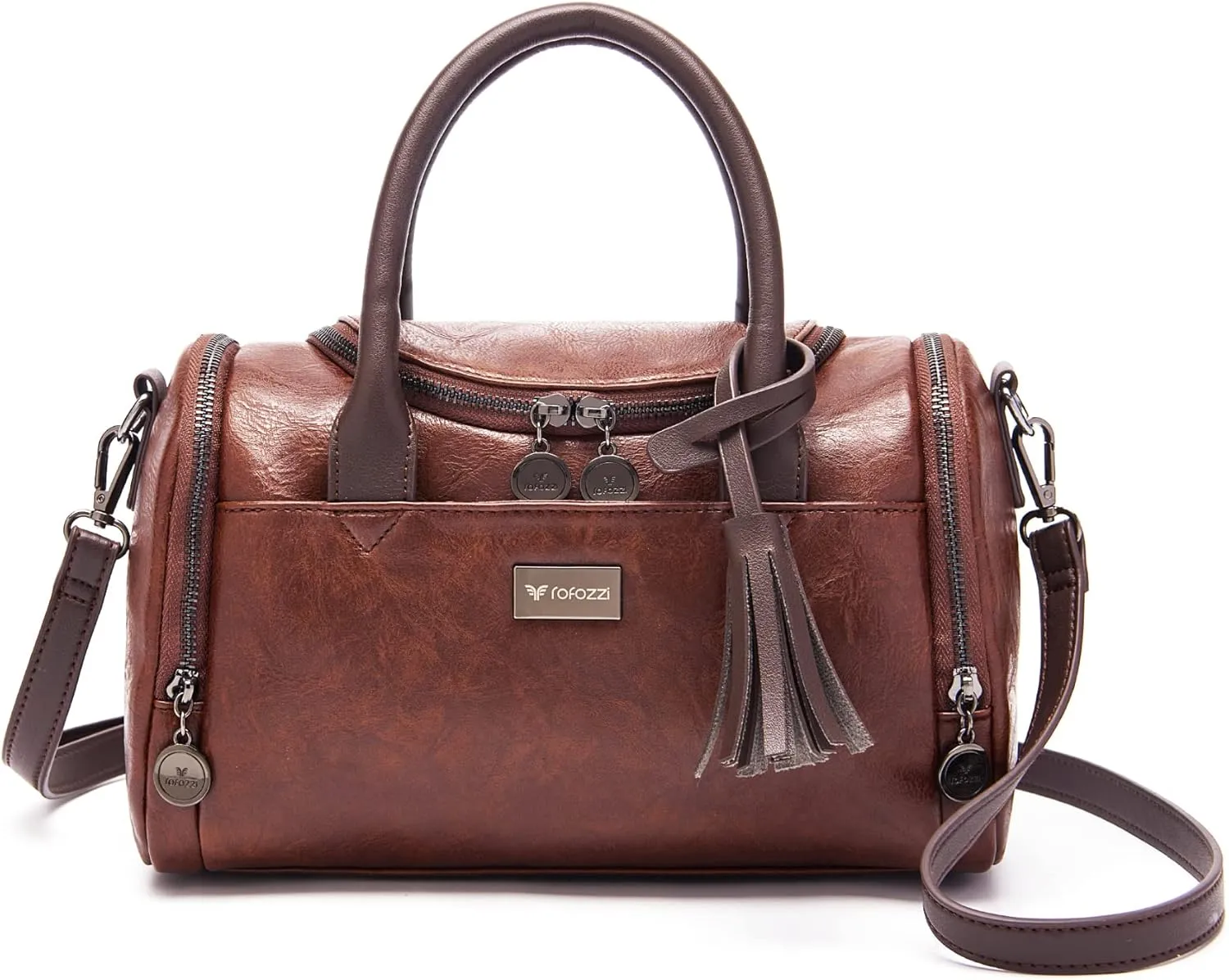 Faux Leather Top Handle Crossbody Handbag - Small Women's Purse
