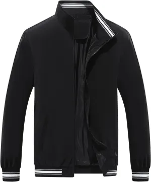 Finelylove Mens Lightweight Bomber Jacket Zip Up Stand Collar Casual Golf Jacket Active Windbreaker Spring Fall Workwear