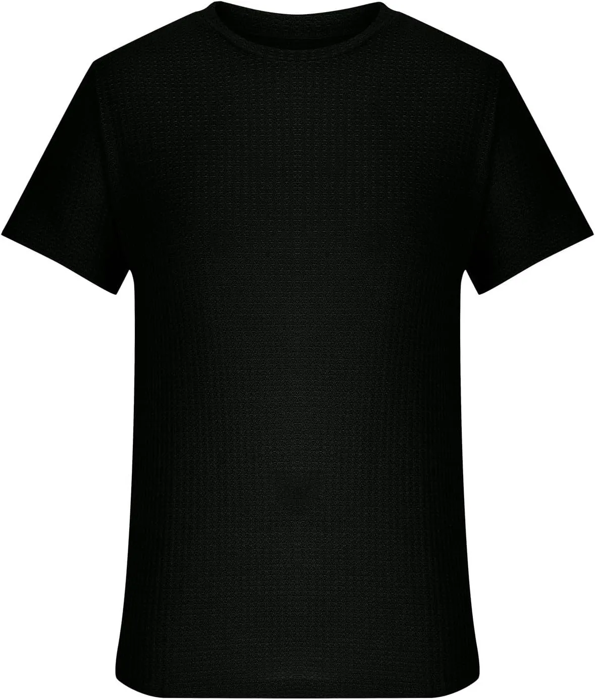 Finelylove T Shirts for Man Crochet Knitted T Shirt Crew Neck Short Sleeve Summer Beach Waffle Textured Tops Casual