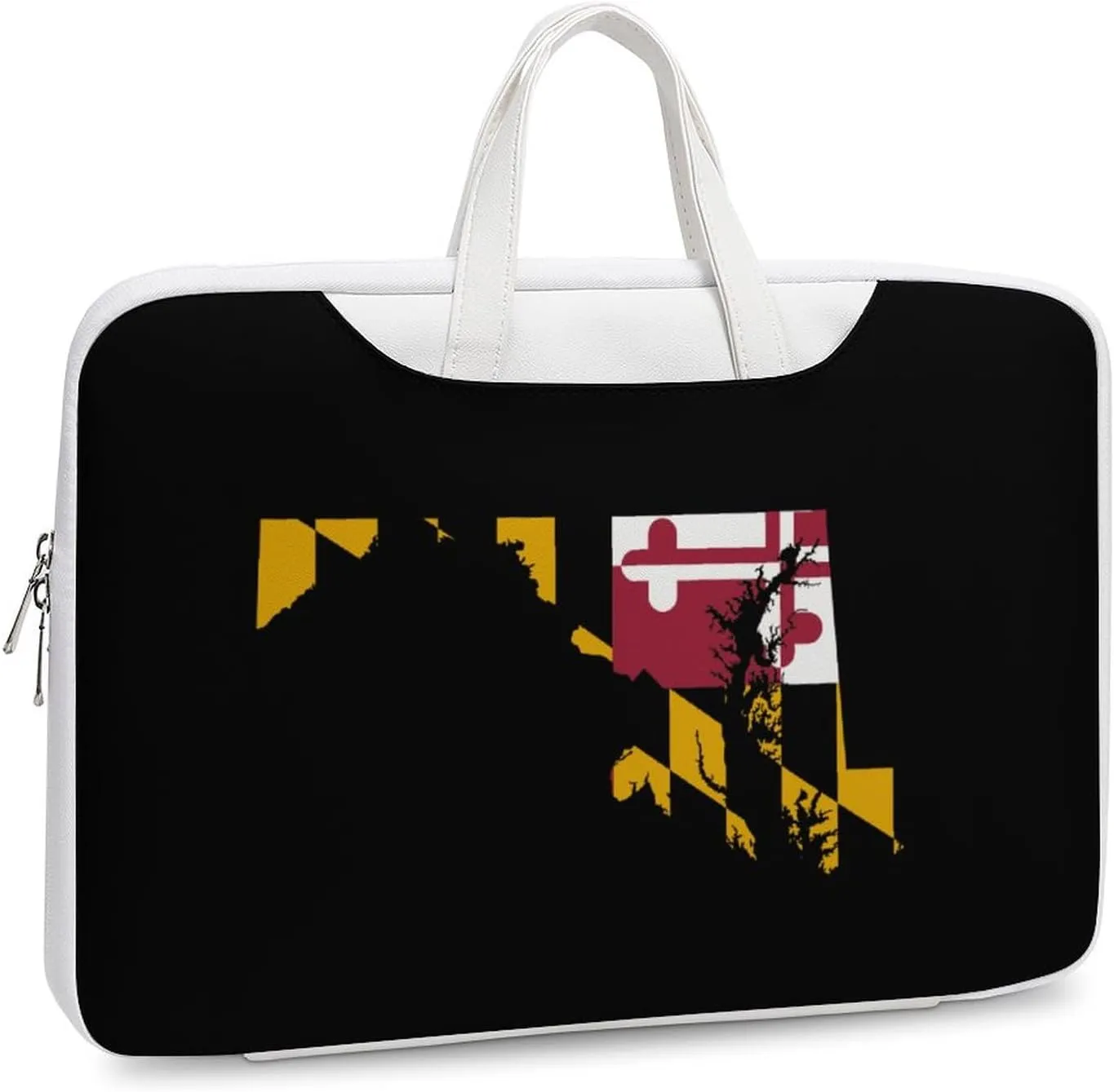 Flag Map of Maryland Leather Bag Laptop Case Slim Water Resistant Computer Bags with Handle Briefcase for Work
