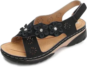 Flats Sandals for Women Summer Open Toe Lightweight Ankle Strap Walking Sandals Casual Slip on Beach Sandal