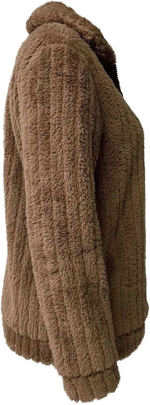Fleece Jacket Women Oversized Turndown Neck Cardigan Jackets Long Sleeve Plush Winter Coats Outerwear 2024 Fashion