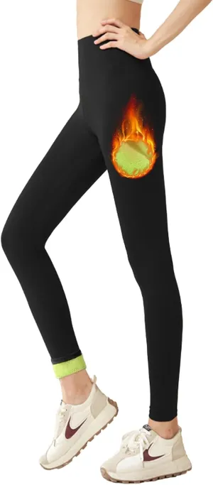 Fleece Lined Leggings for Youth Girls and Slim Womens High Waisted Winter Warm Athletic Yoga Pants