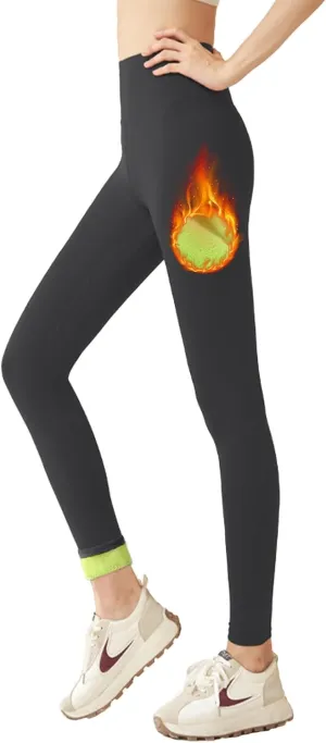 Fleece Lined Leggings for Youth Girls and Slim Womens High Waisted Winter Warm Athletic Yoga Pants