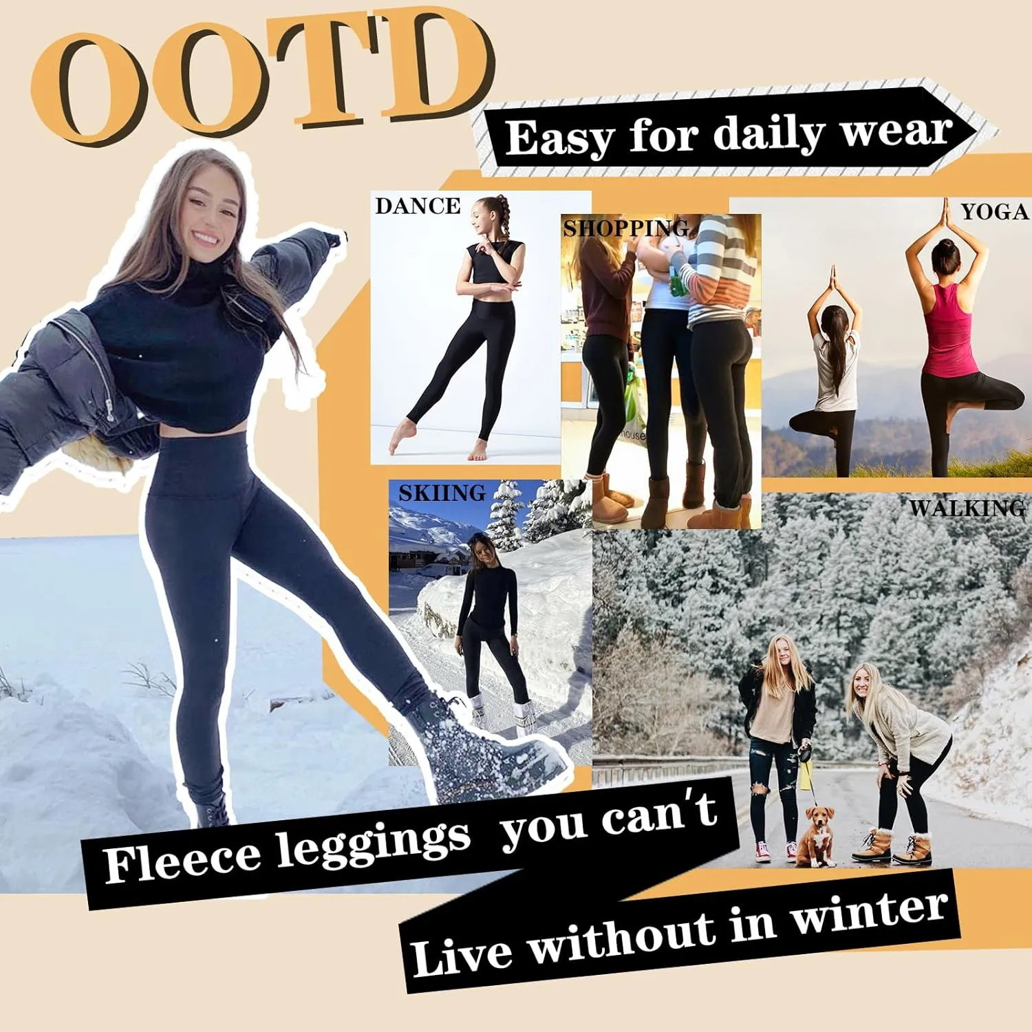 Fleece Lined Leggings for Youth Girls and Slim Womens High Waisted Winter Warm Athletic Yoga Pants
