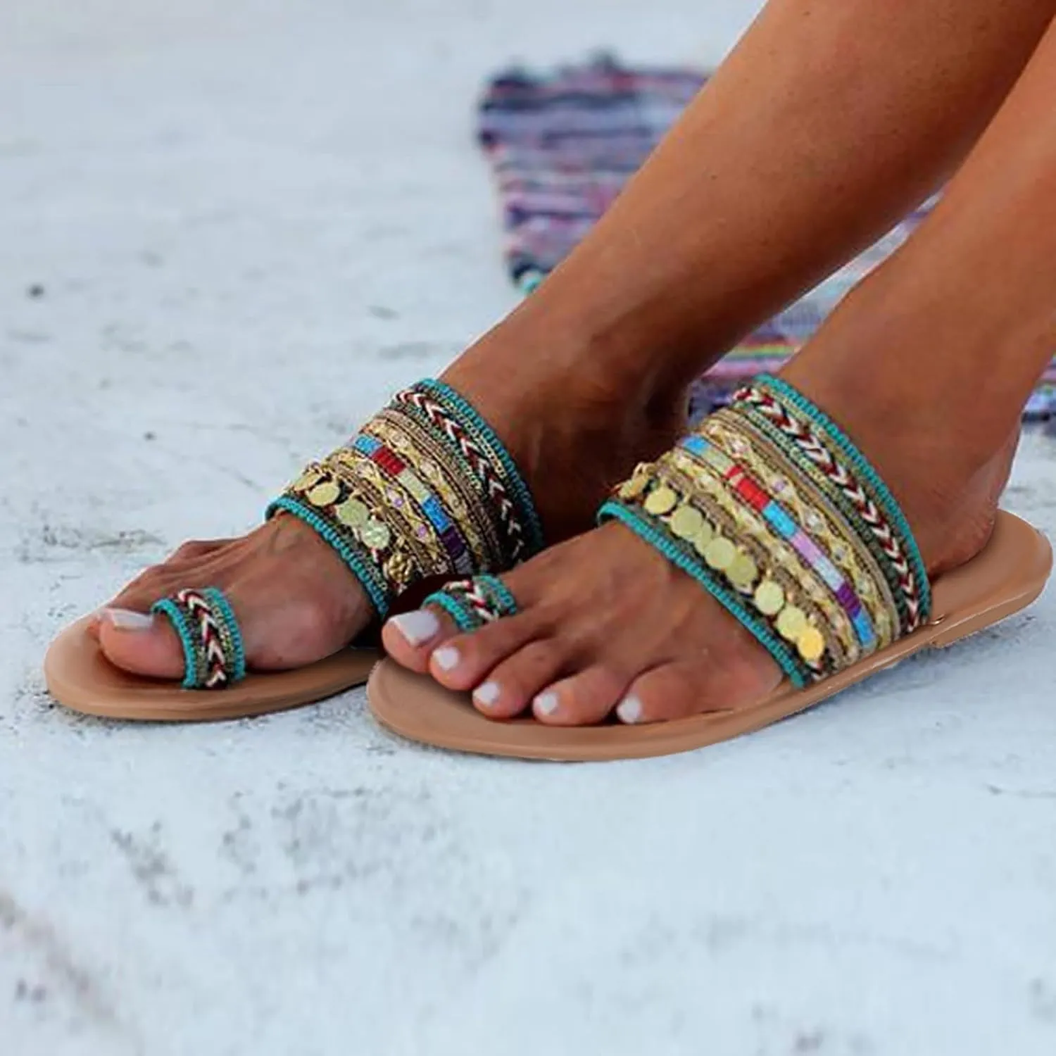 Flip Flops Sandals Handmade Artisanal Women Flip Flop Boho Greek Sandals Slipper Women Bling Slides
