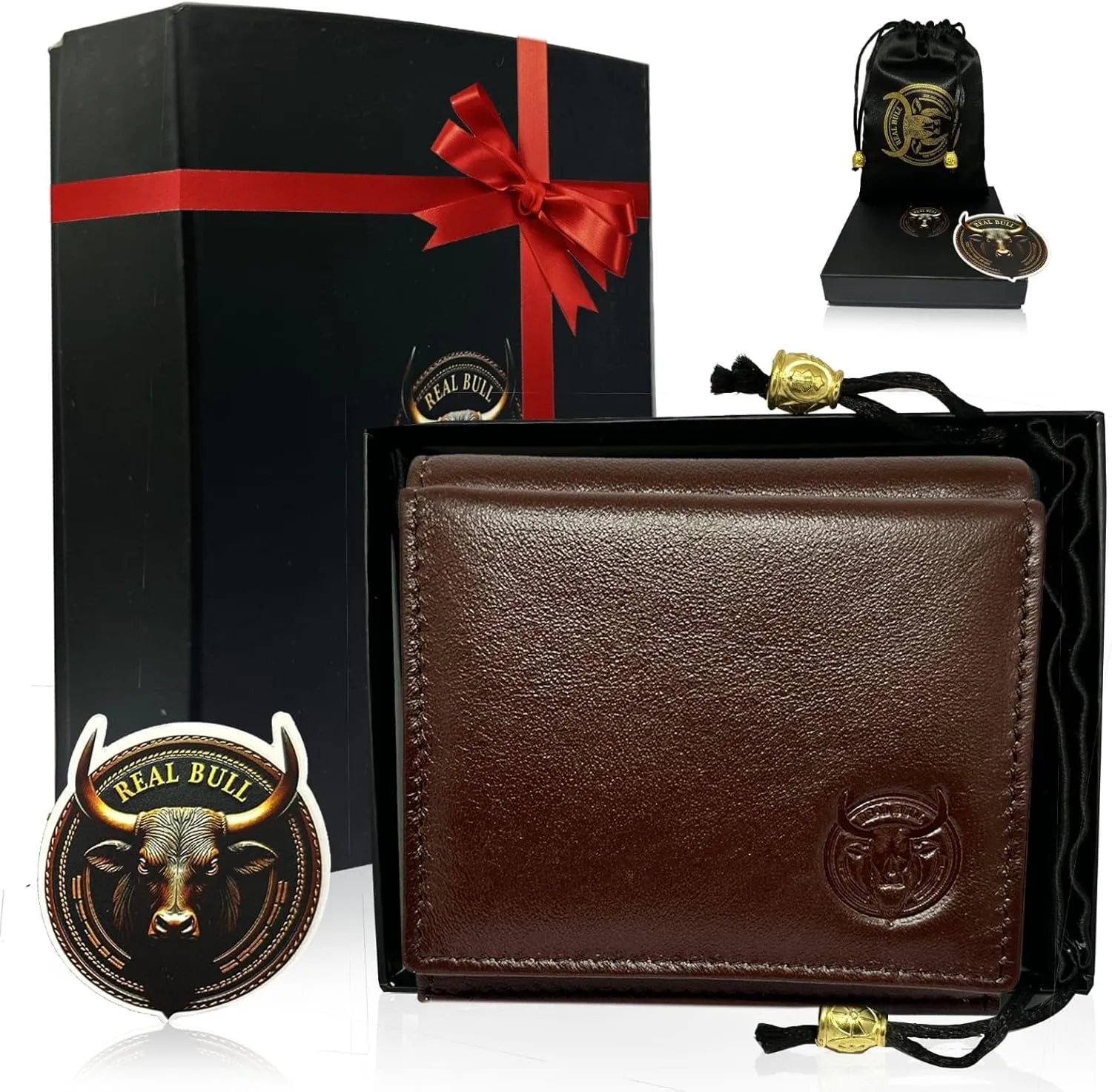 Full Grain Real Leather Wallet with Card Slots Coin Pouch RFID Blocking Combo Gift Box (Ladies Purse Brown)